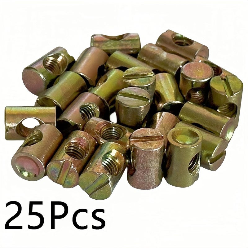 NACX M6 x 15mm Slotted Barrel Nuts Cross Dowel Slotted Nuts, 25Pcs - Image 3
